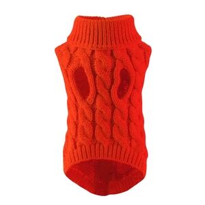 Red Cable Knit Dog Cat Sweater Winter Warm Pet Clothes Size S Cozy Fashion